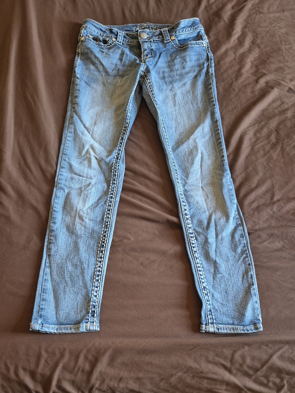 Paisley Sky Size 2 Blingy Light Wash Skinny Jeans - Light Blue